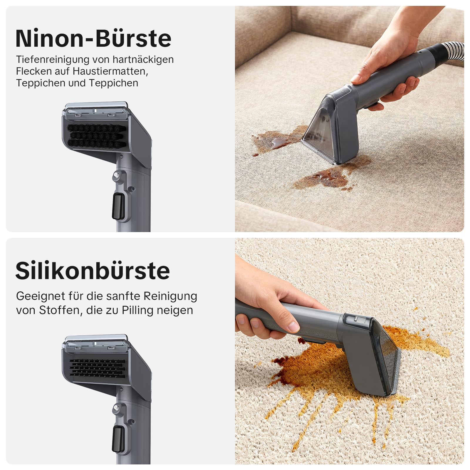 Lubluelu Nasssauger Polsterreiniger Gerät, 600 W - 15 kPa Teppichreiniger Waschsauger, tragbares Teppich-Reinigungsgerät mit Selbstreinigung und langem Schlauch für Teppiche, Sofas & Auto-Innenräume