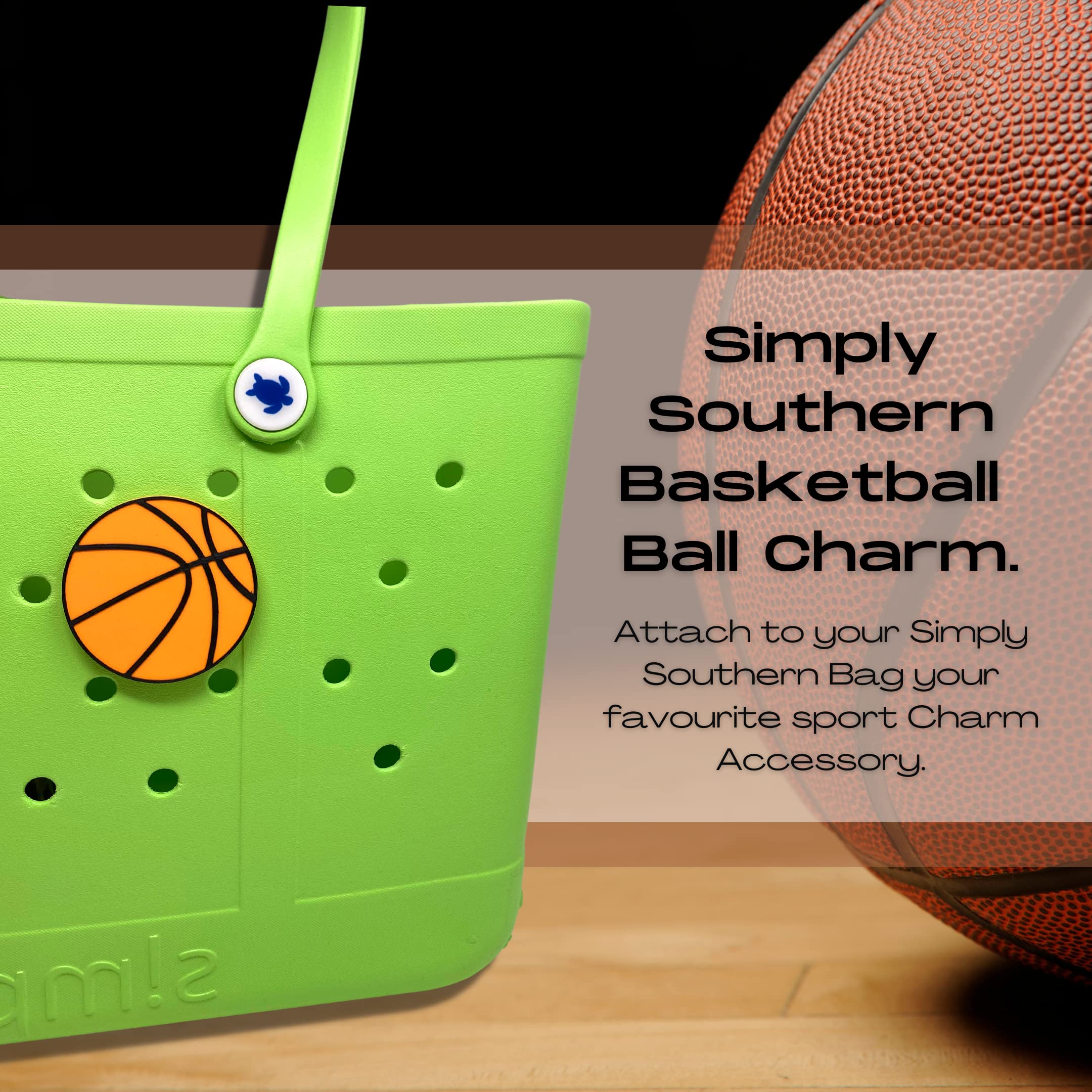 BOGLETS - Basketball Charm Accessory Compatible with Simply Southern Tote Bags - Decorative Charms perfect for you to personalize your bag. (Basketball)