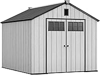 YITAHOME 8x10 FT Resin Outdoor Storage Shed with Floor Frame - Weatherproof Garden Shed for Bikes, Tools, Pool Supplies, Gray