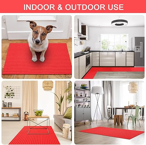 Vista 42 de Nuanchu 1 rollo de tapete grande semiacabado para exteriores, de 16 x 79 pulgadas, tapete para puerta angosta, antideslizante, impermeable, para Azul