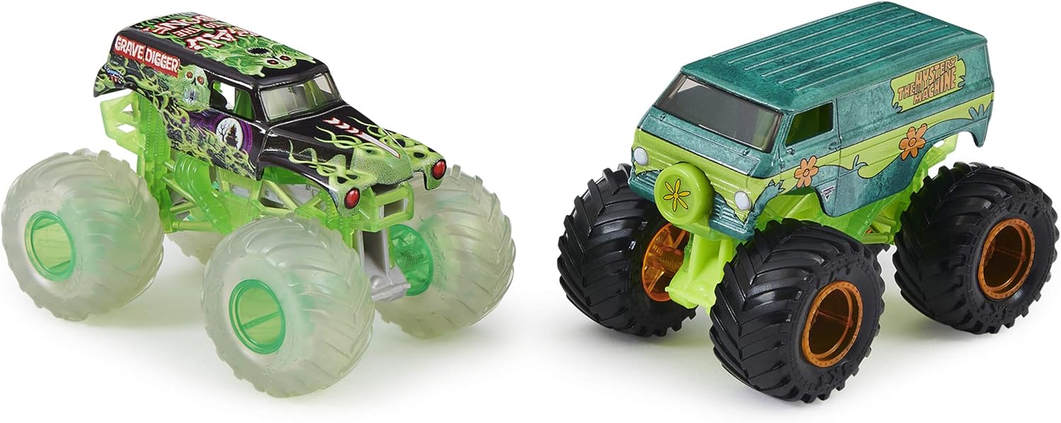 Monster Jam, Official Grave Digger Vs. Mystery Machine Color-Changing Die-Cast Monster Trucks, 1:64 Scale