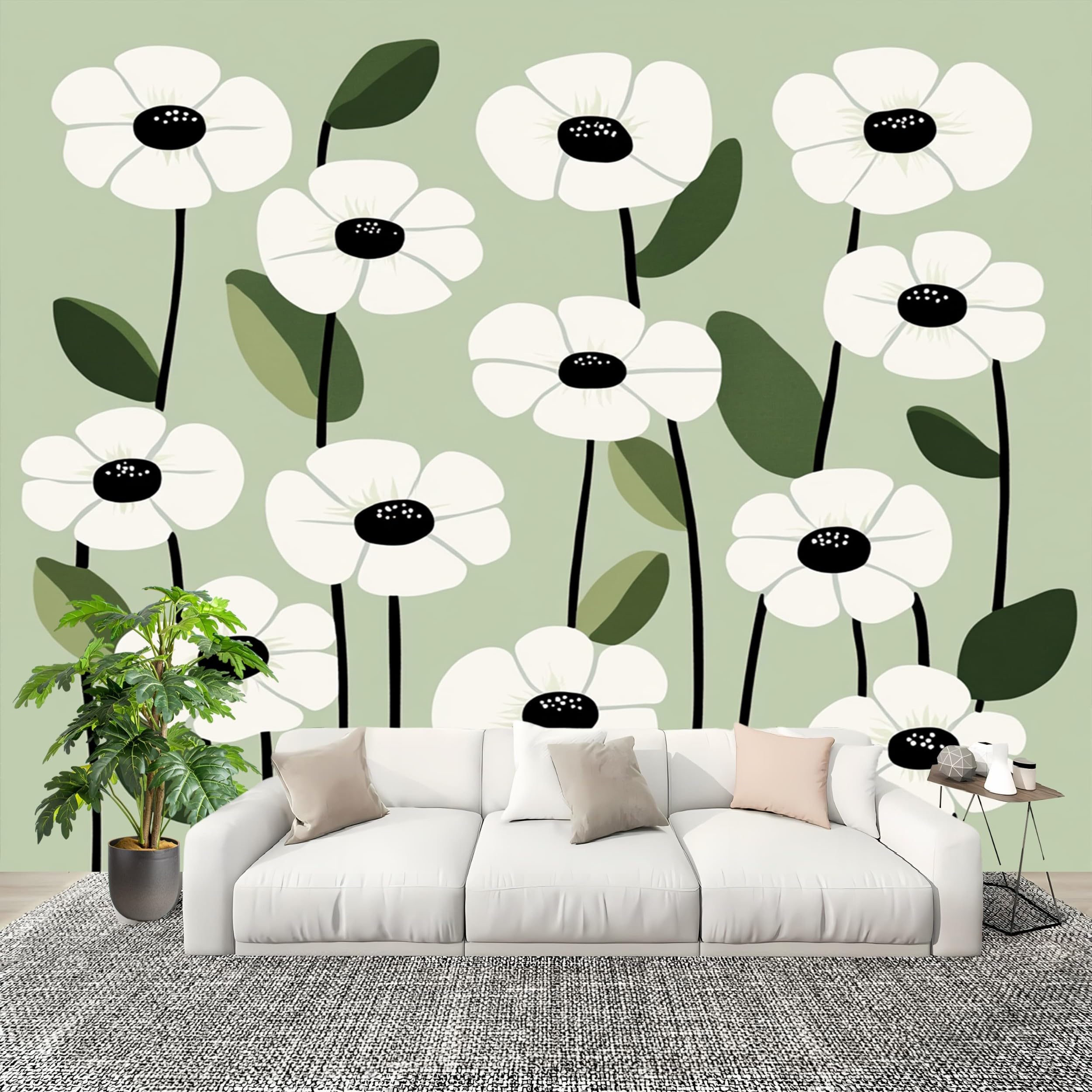 Papier Peint Panoramique Fleurs pour Chambre d'Enfant et Salle de Jeux Lumineuse
