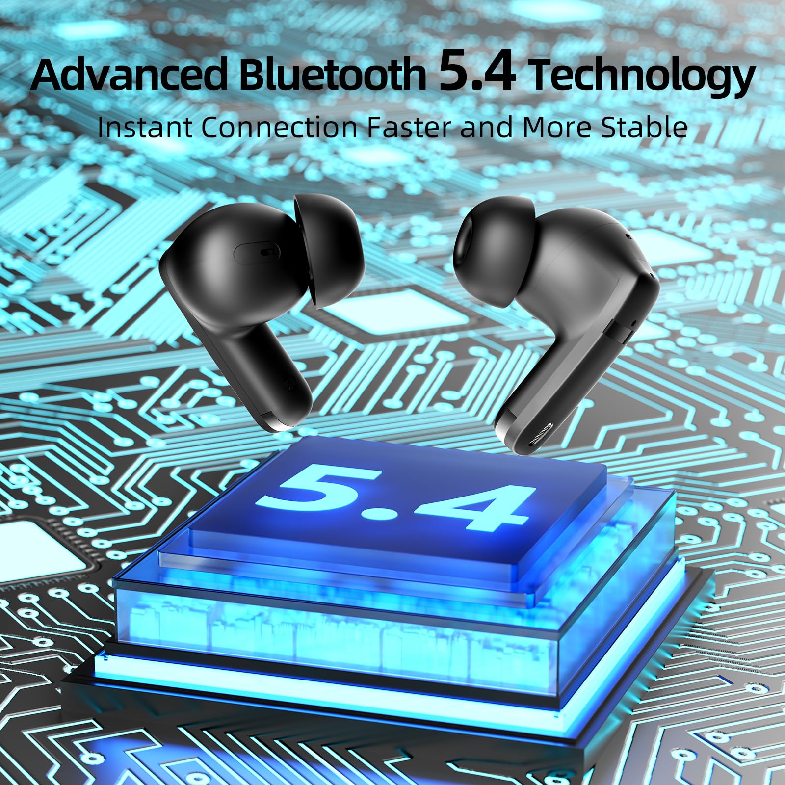 Auricolari wireless, 100H Bluetooth 5.4, ENC+ ANC, cancellazione del rumore, controllo touch, auricolari wireless Bluetooth, auricolari stereo con bassi profondi, per sport/allenamento