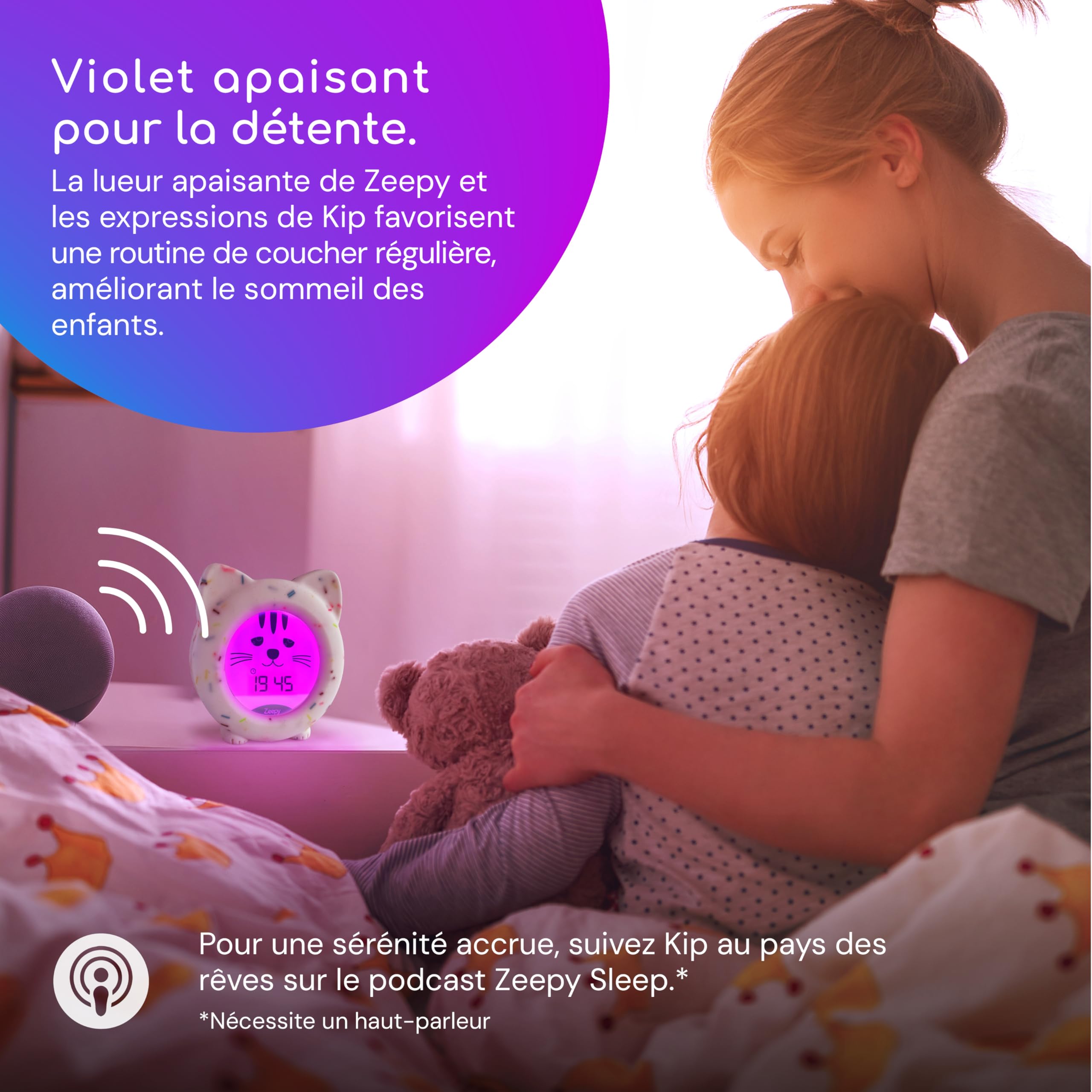 Zeepy Horloge Enfant 4 Phases Apprentissage Sommeil Reveil Educatif Jour/Nuit Veilleuse Bébé USB Cadeau Naissance