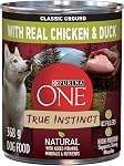 Purina ONE Classic Ground True Instinct Nourriture pour chien humide, Poulet & Canard - 368 g Can (12 Boîte)