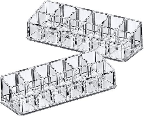 Miniatura 4 de Amazing Abby - Glamour - Paquete de 2 organizadores de lápiz labial acrílico de 12 ranuras, soporte para lápiz labial, soporte para brillo de