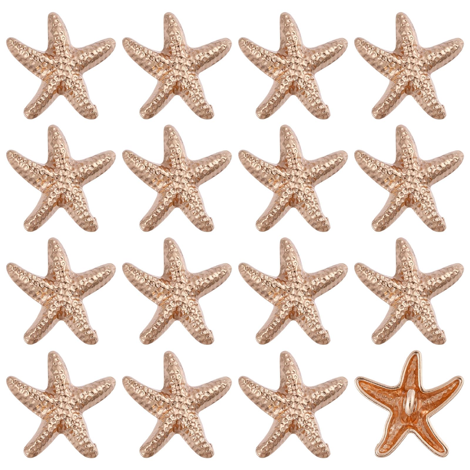 16Pcs Starfish Shaped Shell Buttons 18mm Alloy Antique Metal Shank Buttons Handmade Ocean Seashells Decorative Accessories for Sewing Dresses Suits Shirts Coats, Gold