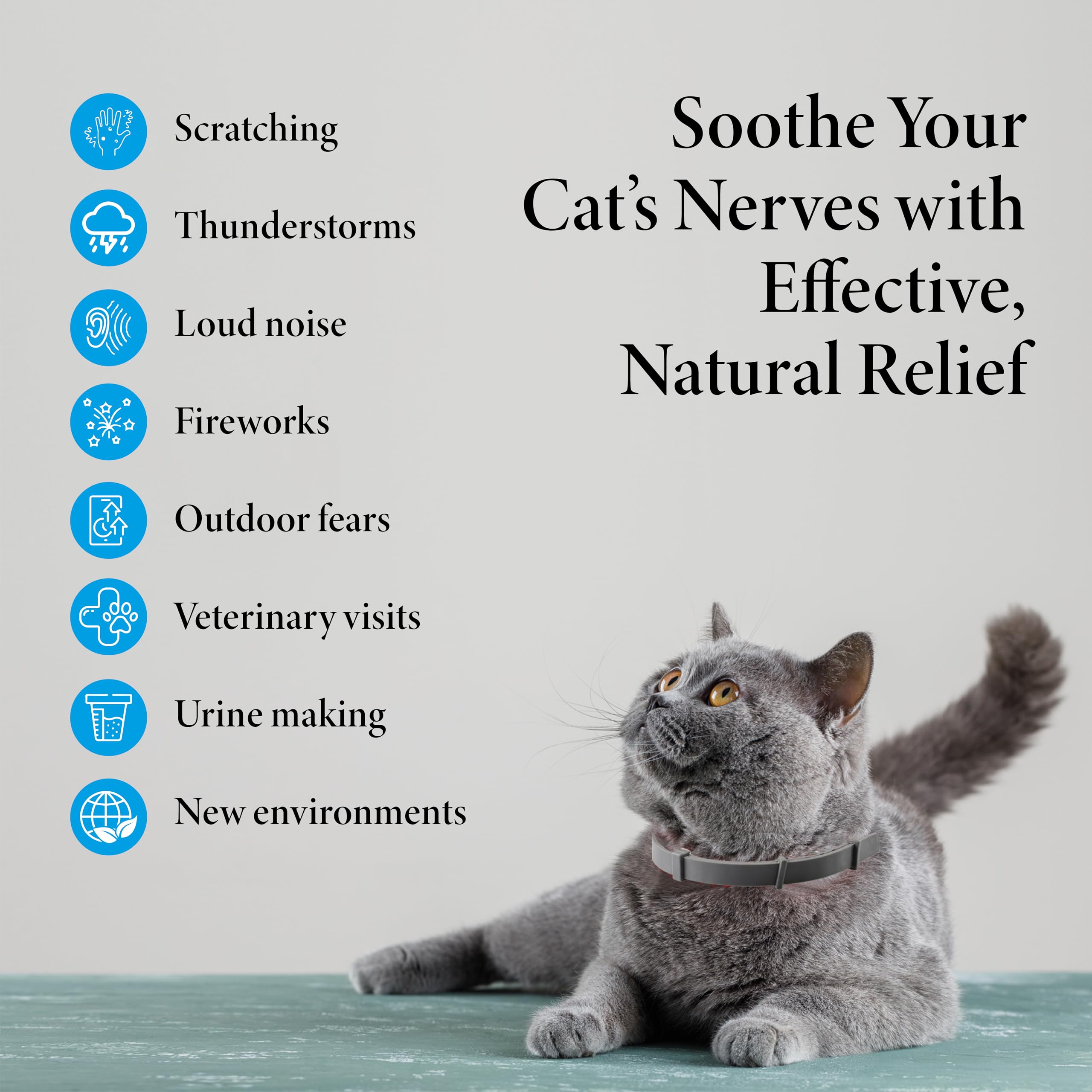 Soothing Cat Calming Collars - 2 Pack Grey Adjustable Collar for Anxiety Relief | Pheromone-Infused Comfort Collars for Cats | Lasts 30 Days | Ideal for Stressful Situations - image 3