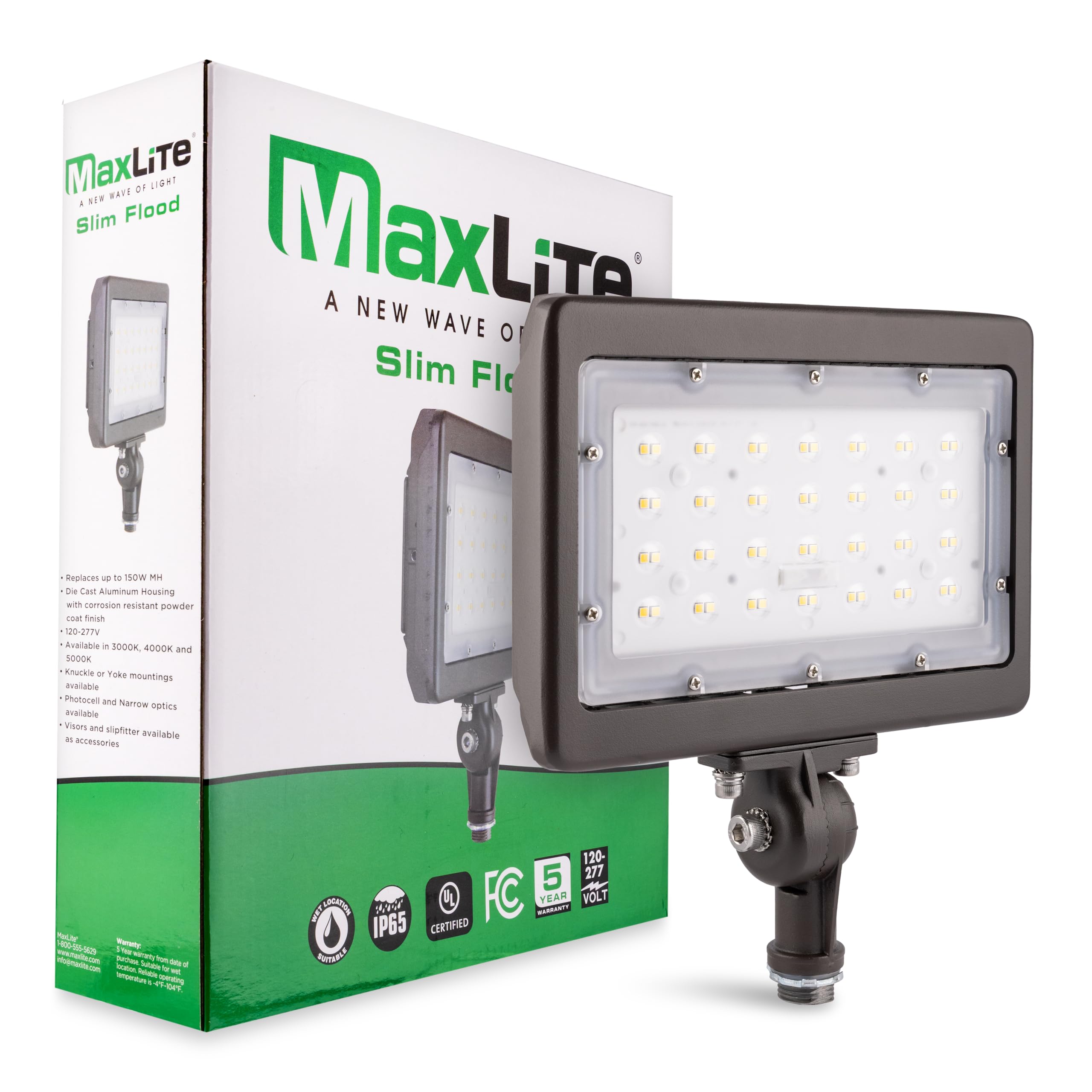 MaxLite MSF50UW-50BKT 50W Slim Flood Light Outdoor Lights, Bronze