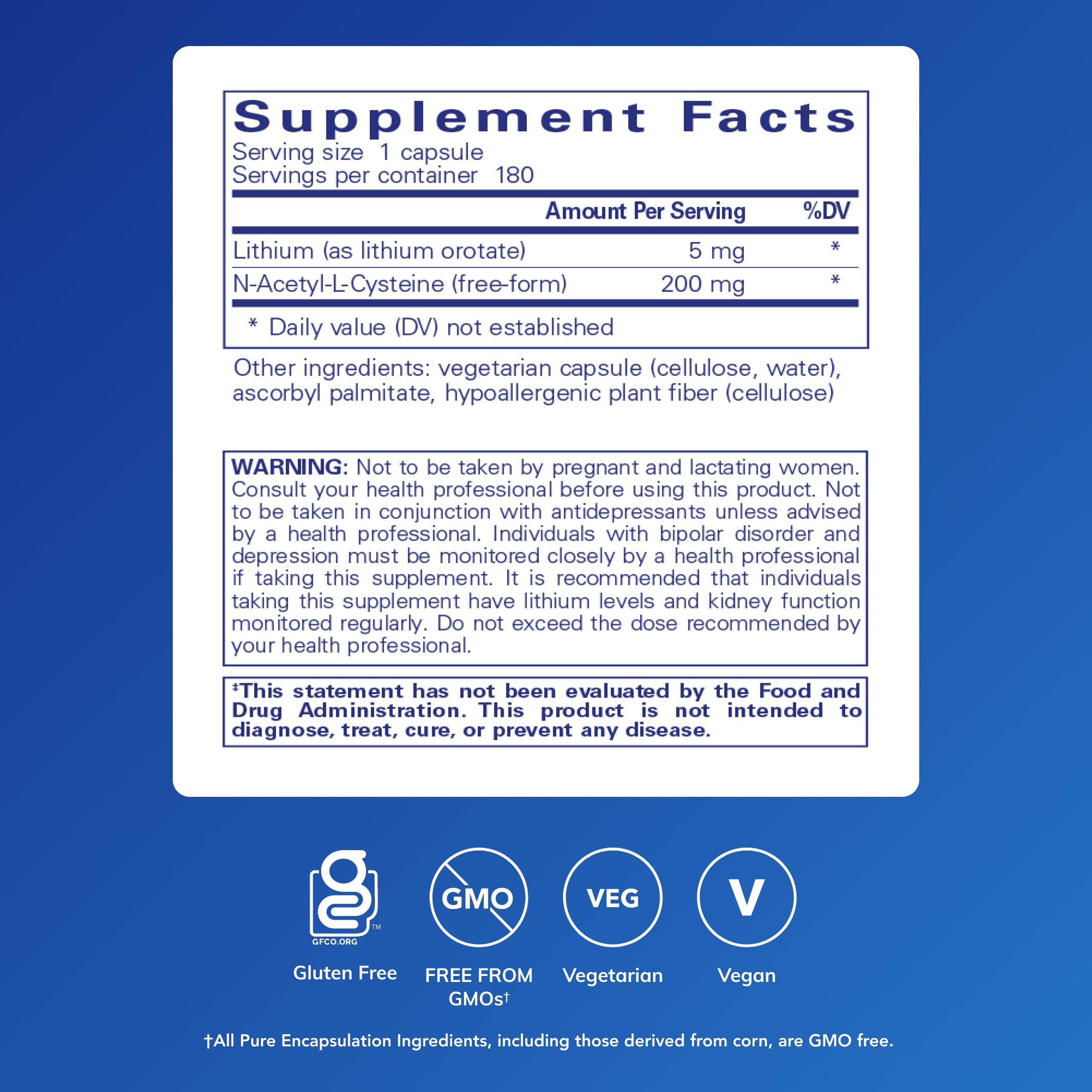 Pure Encapsulations Lithium (Orotate) 5 mg, 180 Capsules — Amazon image 2
