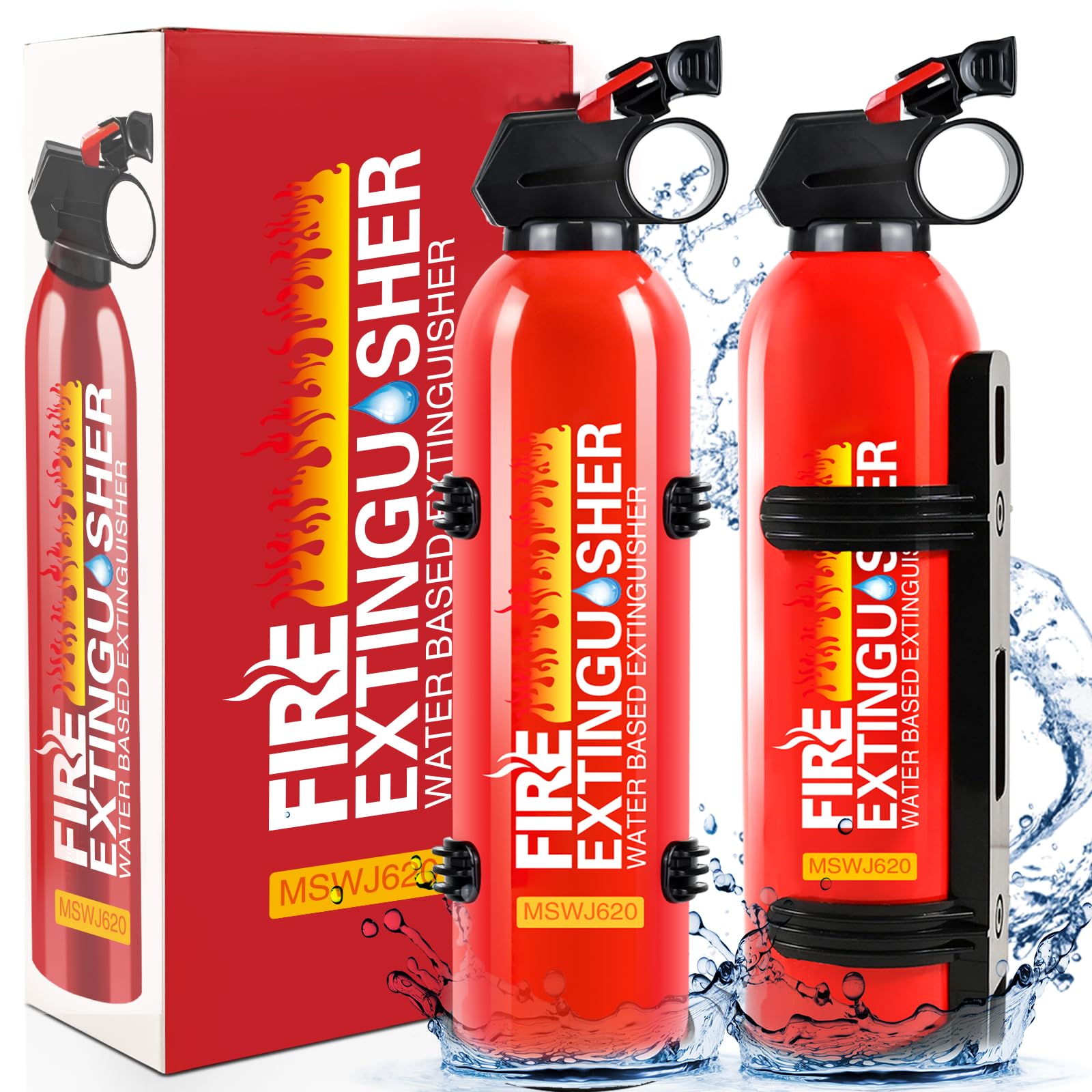 Fire Extinguisher for Home - 2pack Car Fire Extinguisher with Wall Mount, Small A B C K Fire Extinguisher, Water-Based Fire Extinguishers for Car/House/Kitchen/Truck/Marine/Boat/Vehicle/utv/rv