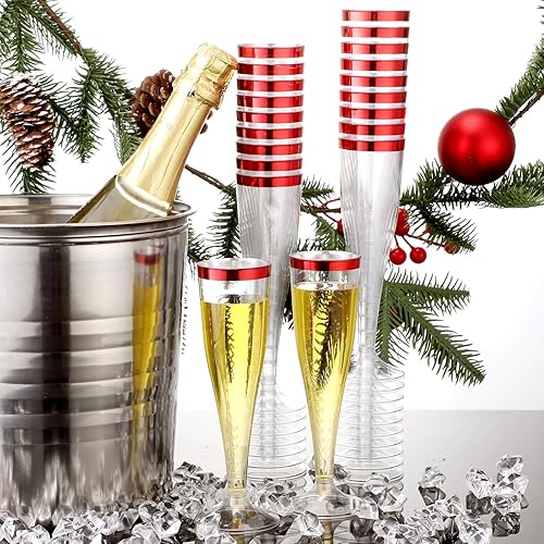 Miniatura 5 de Zubebe 100 copas de champán de plástico de 4.5 onzas de plástico clásico champán transparente para fiestas, vasos de plástico, bodas, fiestas,