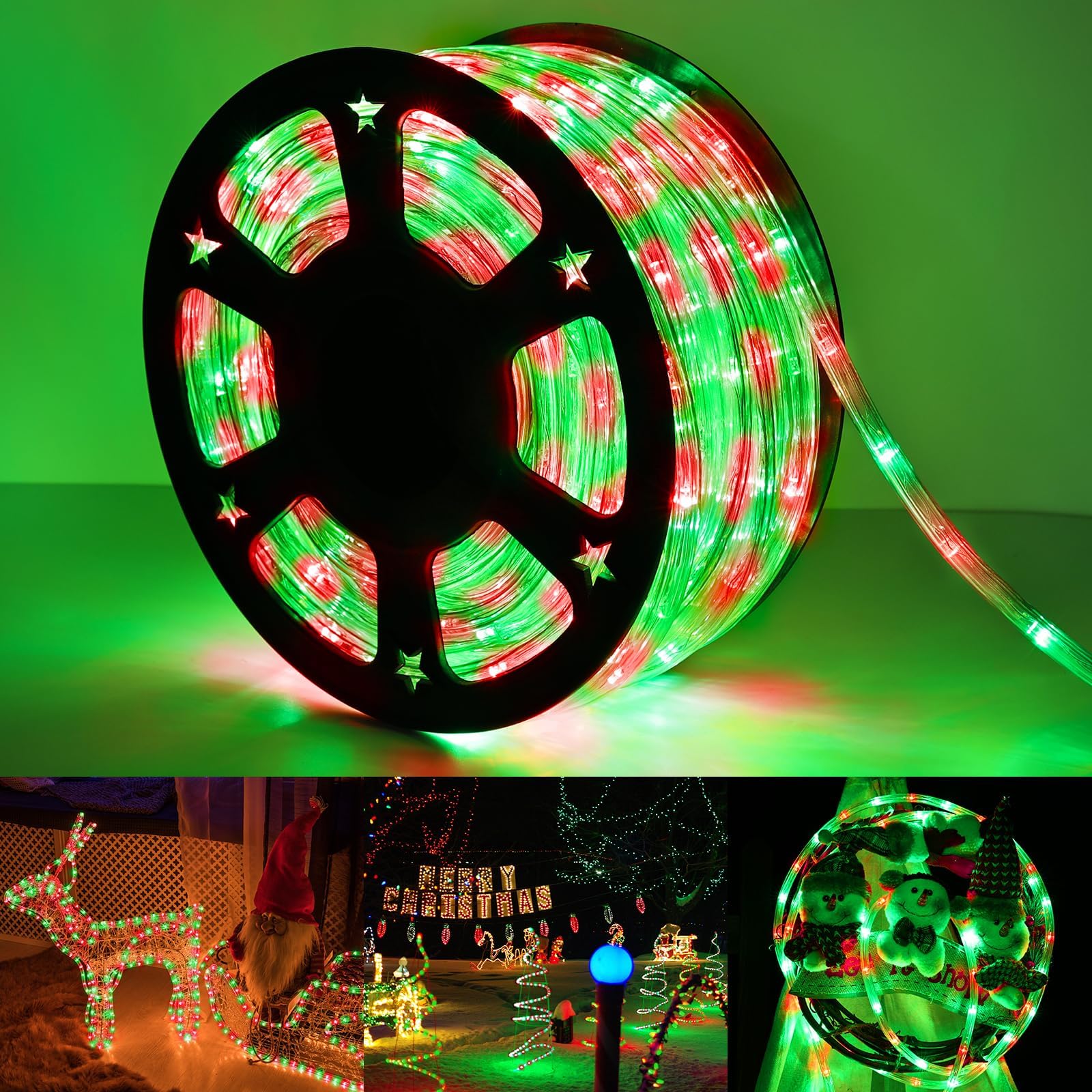 Amazon.com: Hiboom Christmas Candy Cane Rope Lights, 8 Lighting Modes ...