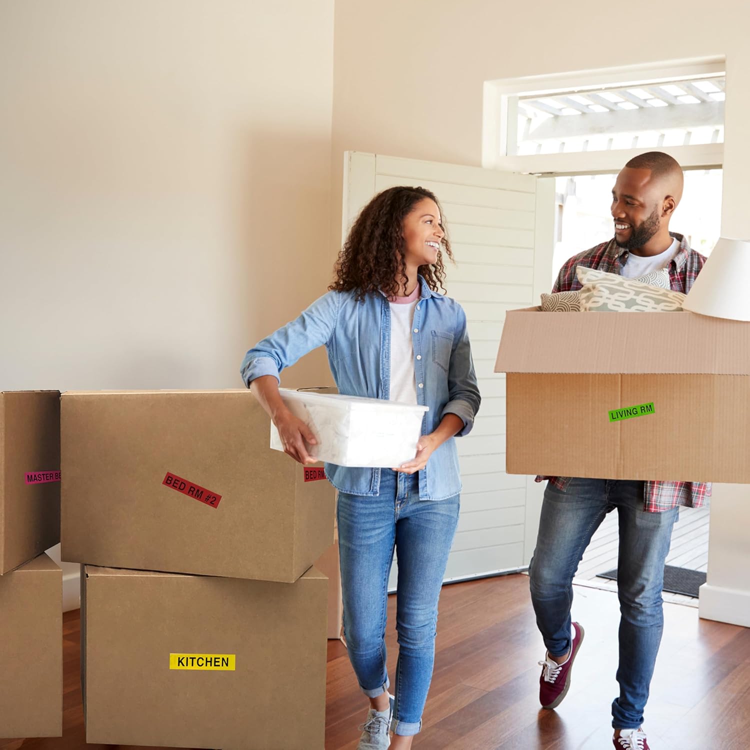 Extra Large Boxes, 23"x23"x16", 5 Pack, 60 Moving Labels, For Packing, Storage & Moving, Corrugated Boxes, For Fragile
