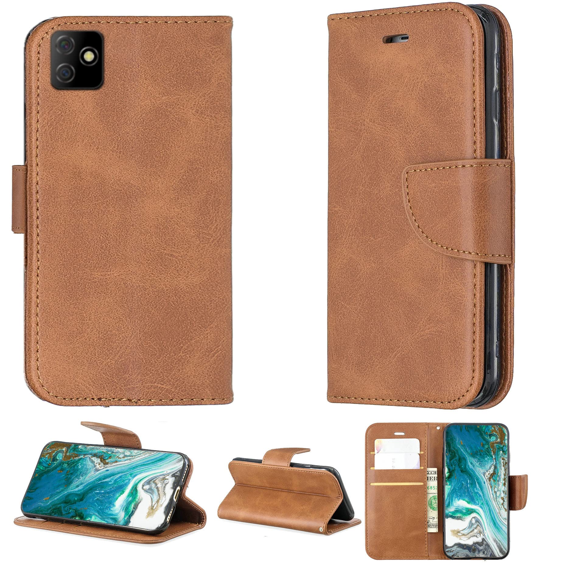 Case for Digicel Dl4 Case Compatible with Digicel Dl4 Phone Case Flip Stand Cover PU Leather YZW Wallet Case Brown