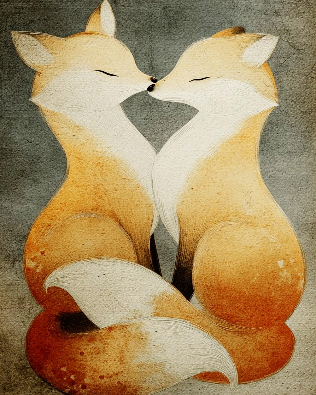 LIUBAISHI Paint by Numbers for Adults – 16"x20" | DIY Wall Art for Living Room, Relaxing Hobby for Stress Relief, Full Painting Kit with 3 Brushes-Two Foxes Leaning on Each Other