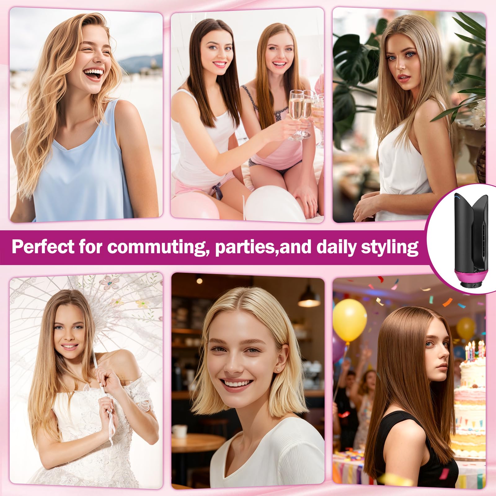 Accesorio alisador de cabello mejorado para Dyson Airwrap HS01 HS05 HS08, cepillo secador de prepeinado para cabello rizado, herramienta de fijación para el cabello (rosa)