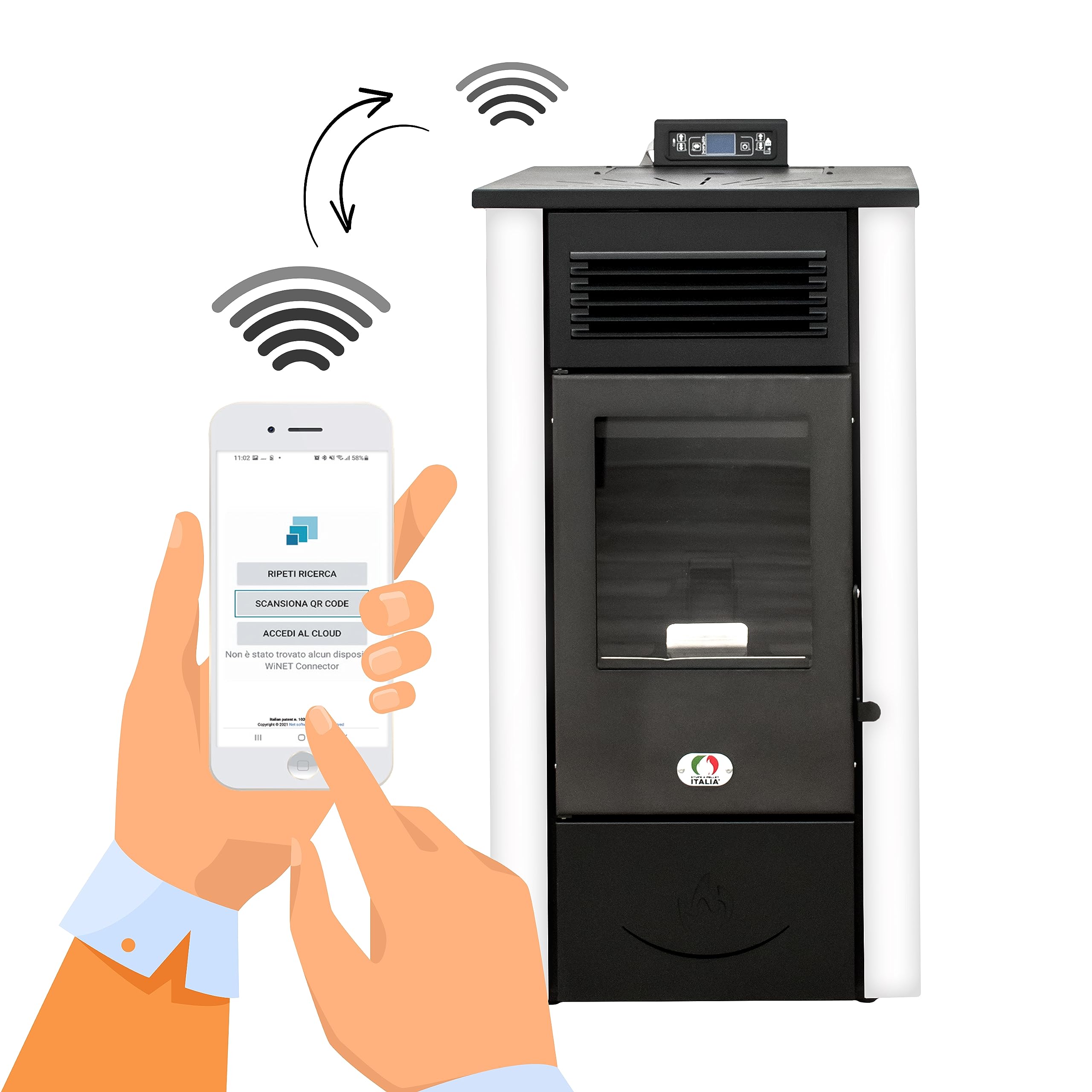 STUFE A PELLET ITALIA Canada 14 KW WiFi | Pelletöfen Effizienz 89% Heizt 130m² Autonomie 15 Std. Programmierbar WiFi-Steuerung 5 Geschwindigkeiten und Leistungsstufen 24 Monate Garantie Weiß
