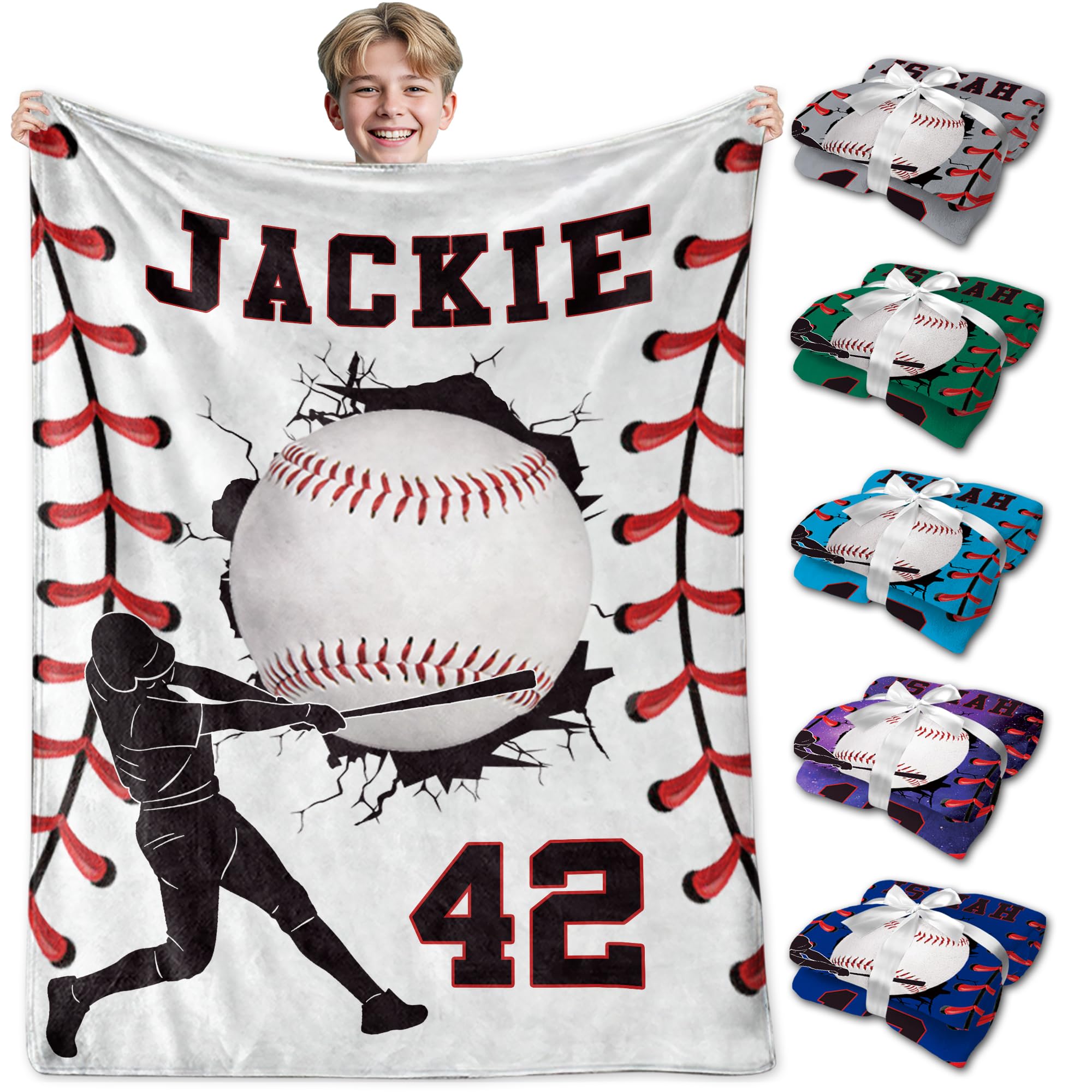 Ship Next Day Personalized Baseball Blanket Gifts for Teen Boys Custom Sport Baseball Player Lovers Fans Gifts Customized Throw Blanket for Men Son Kids
