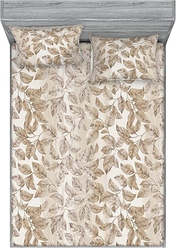 Miniatura 25 de Ambesonne Floral Fitted Sheet & Pillow Sham Set, Retro Wave Inspired Flower Motif with Space Inspired Effects Print, Decorative Printed 3 Piece Dark