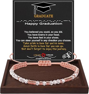Btysun Morse Code Bracelets for Women Christmas Gift Stocking Stuffers for Teens Pink Braided Bracelets Inspirational Best Friend Birthday Gifts for Her High School Graduation Gifts for Her 2025 Mom Bracelet Jewelry