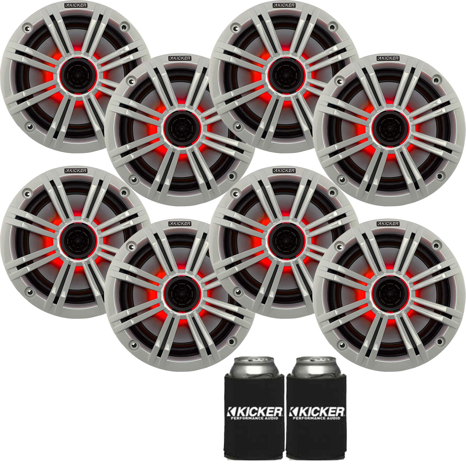 KICKER 6.5" White LED Marine Speakers (Qty 8) 4 Pairs of OEM Replacement Speakers