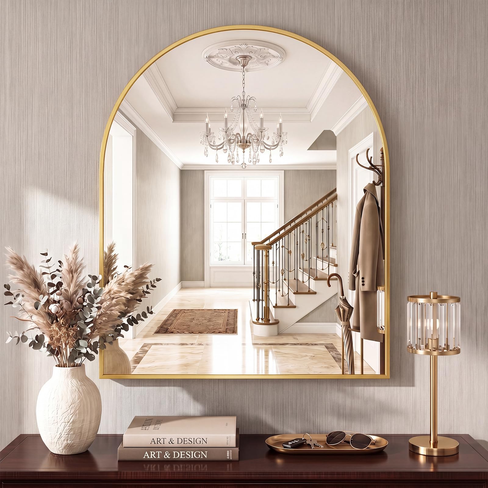 Sweetcrispy 30"x38" Arched Bathroom Mirror, Bathroom Mirrors for Over Sink