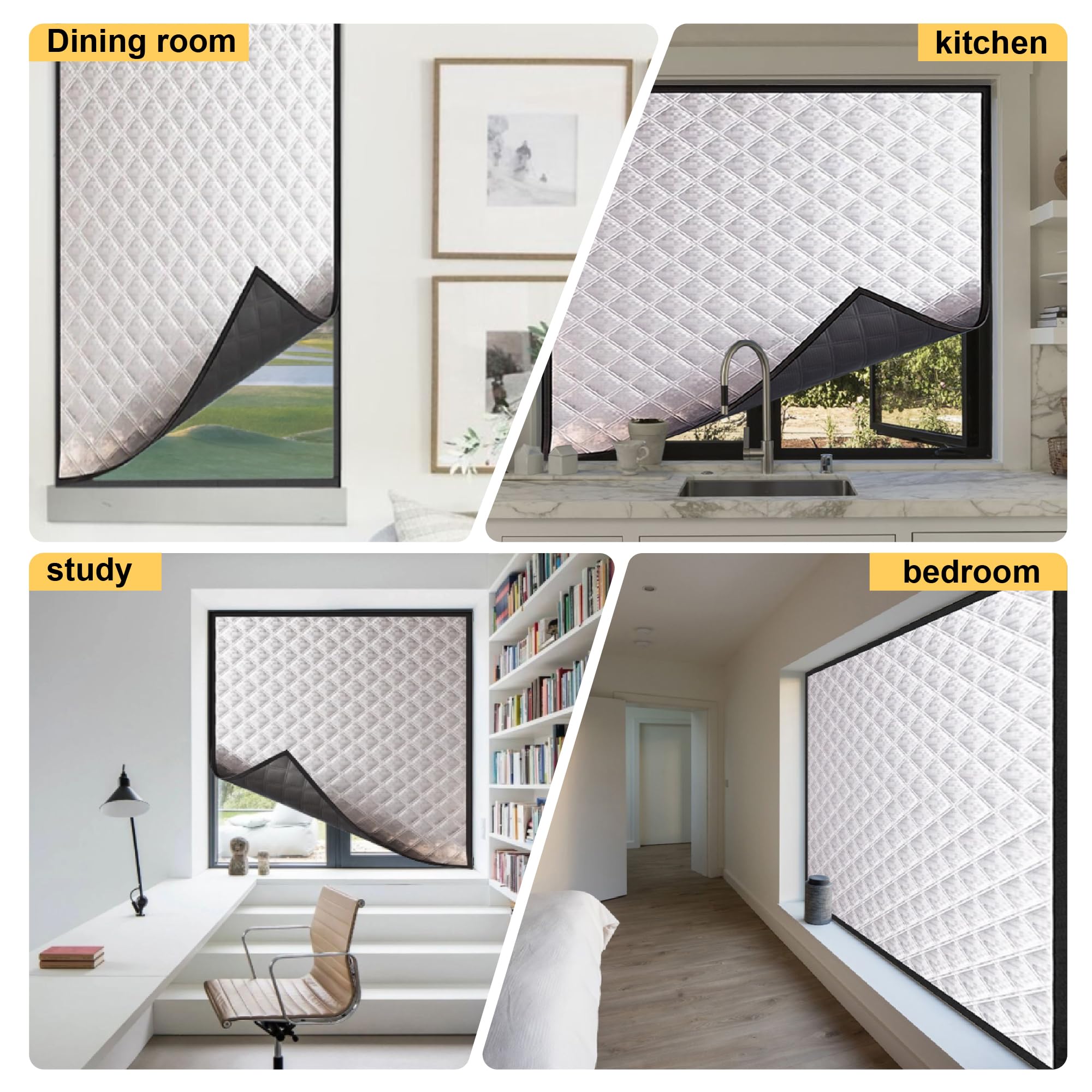 Aislante Termico Ventanas Protege 101 x 185 cm Protección contra Corrientes de Aire y Humedad Kit Aislamiento Ventana Reutilizable para Apartamento, Plata