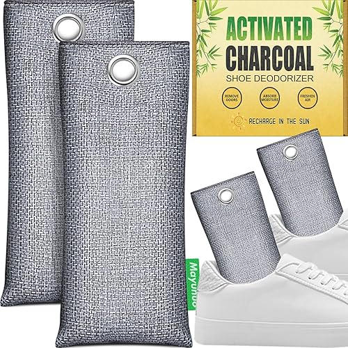 Absorbedor de olores de carbón activado para olores fuertes, desodorante natural para zapatos. Eliminador de olores de zapatillas, paquete de 2