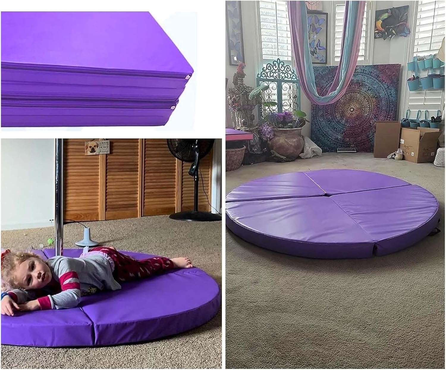 Foldable Crash Mat for Pole Dance Safety and Home Gym Fall Protection