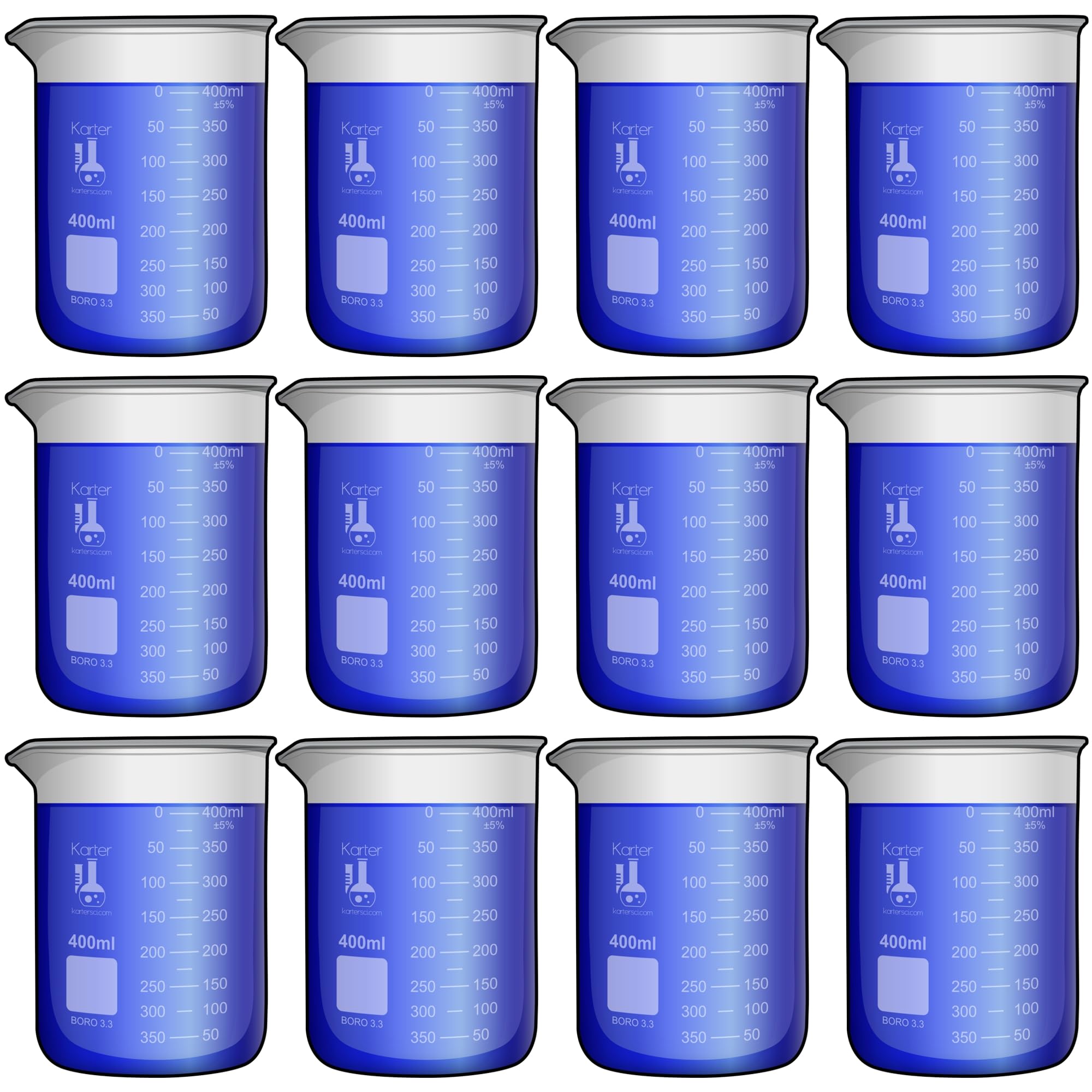 800ml Beaker, Low Form Griffin, Borosilicate 3.3 Glass, with Spout & Printed Graduations, Karter Scientific 232U2, (Pack of 6) — Amazon image 17