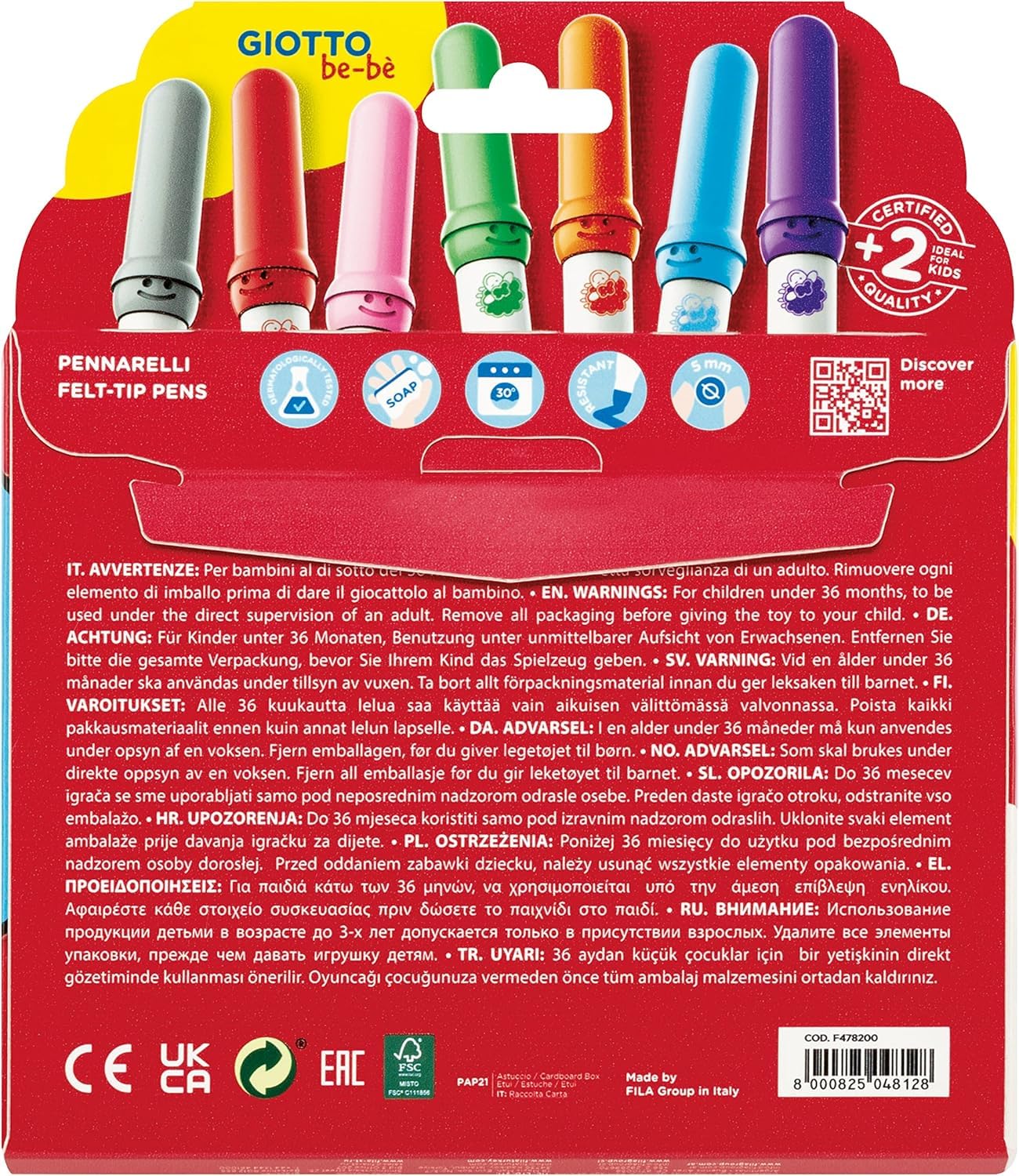 Lot Giotto Bébé 12 Feutres + 12 Crayons de Bois