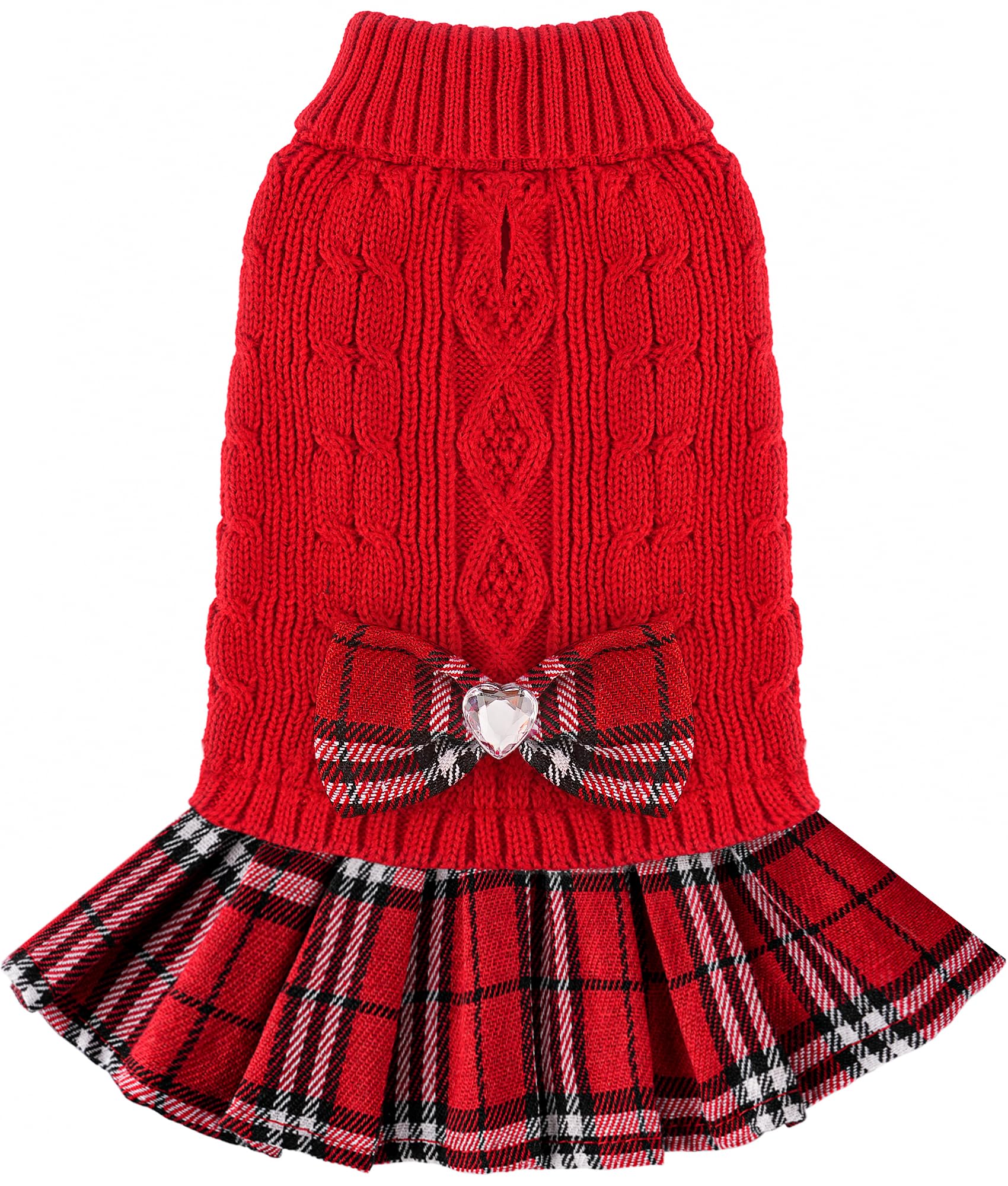 Robe pull pour petits chiens rouge taille M tricot chaud hivernal