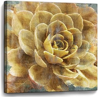 Bathroom Wall Art Vintage Yellow Flowers Pictures Canvas Artwork Framed Wall Decor for Bedroom Kitchen Office Modern Home Plant Prints Paintings Decorations Size 14x14 inches Ready to Hang