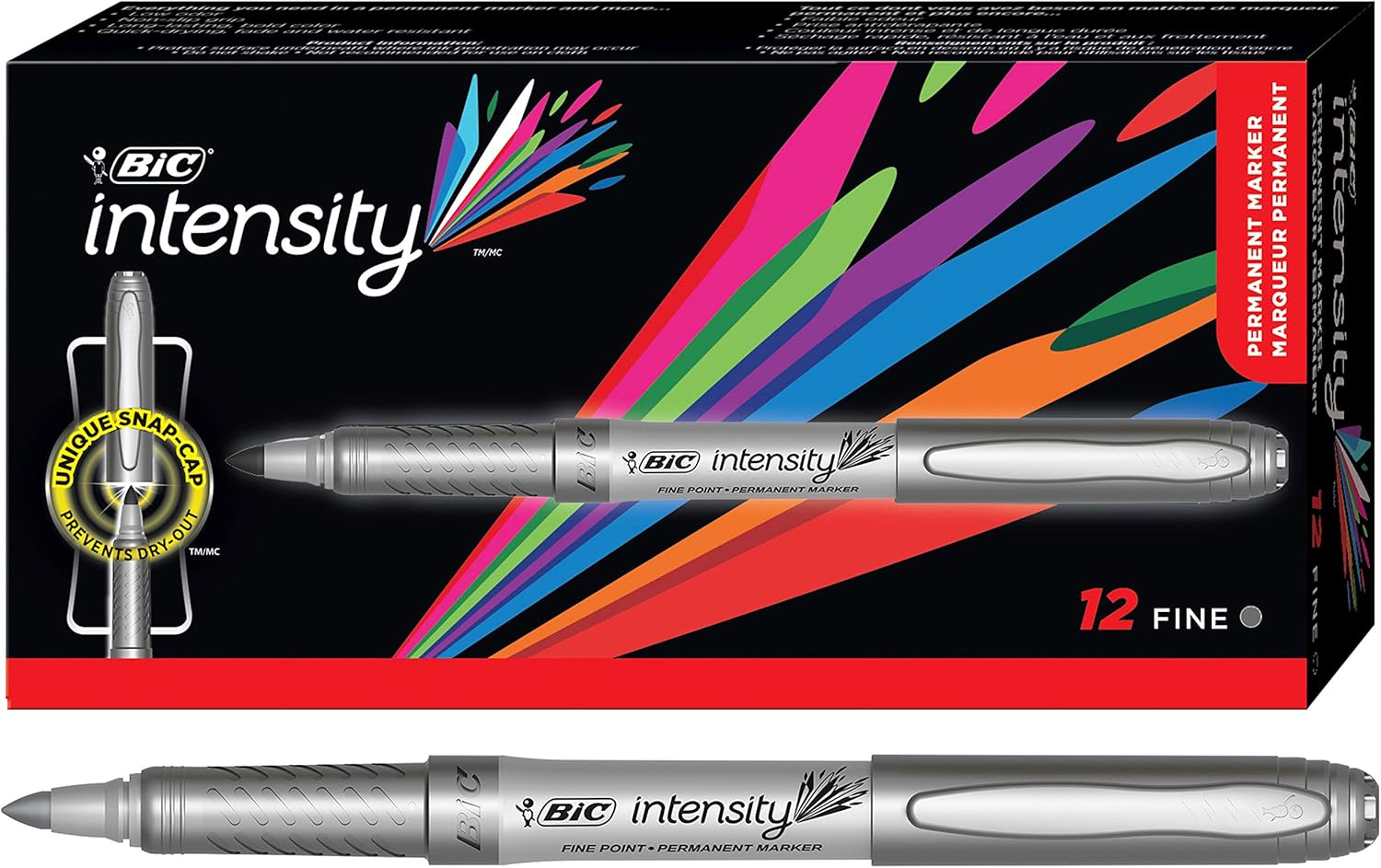 BIC Intense Intensity Permanent Fine Point Markers Box of 12 Low
