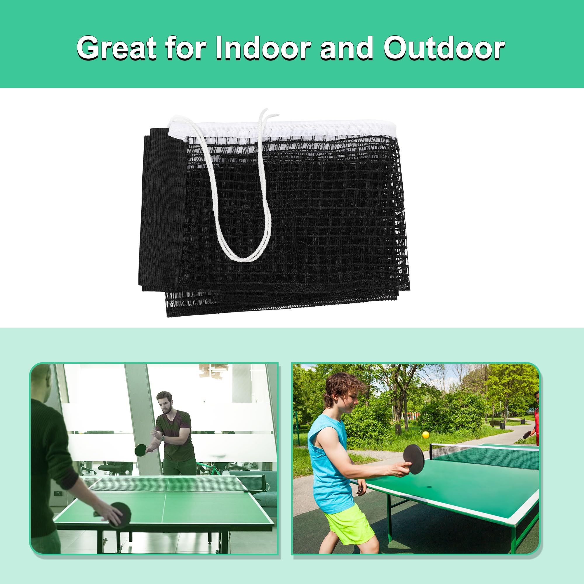 Red de Tenis de Mesa de Nailon, 1,75 m, Negro