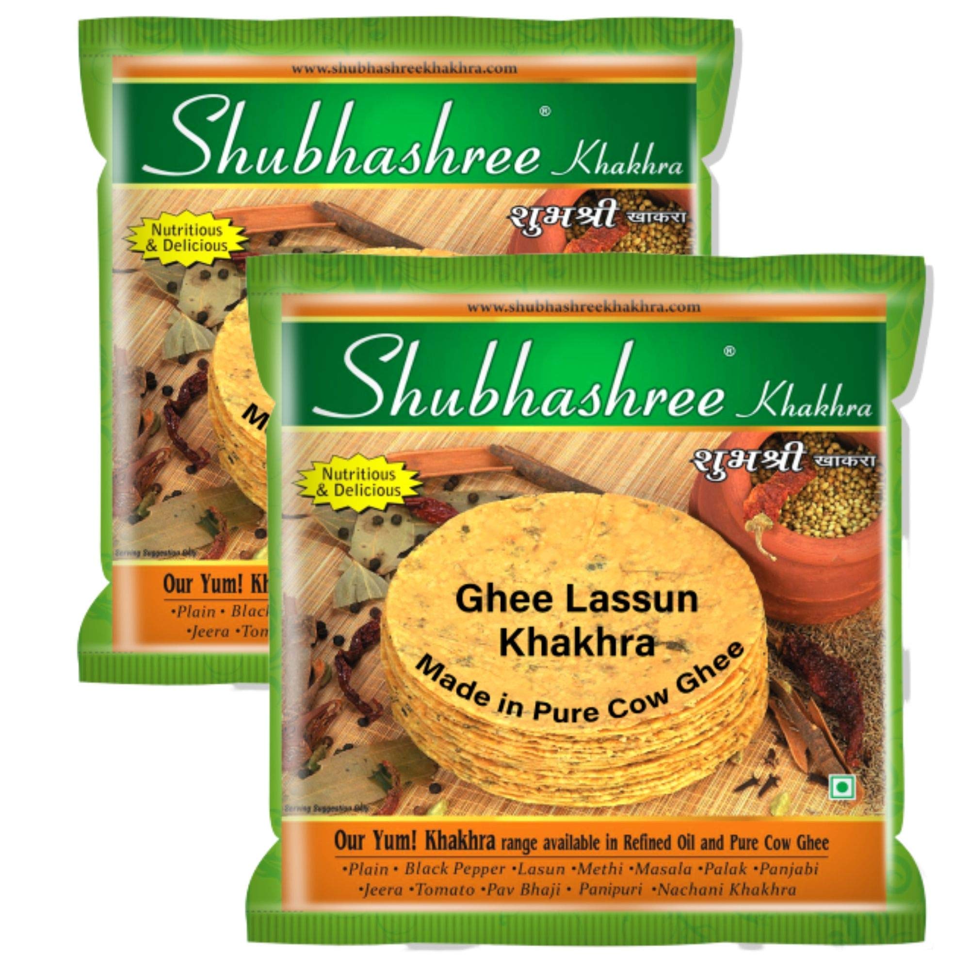 Shubhashree Ghee Garlic (Lassun) Khakhra Roasted Whole Wheat Healthy Snack Made in Pure Cow Ghee - 400 Grams (B0894ZLMQD) Amazon Price History, Amazon Price Tracker