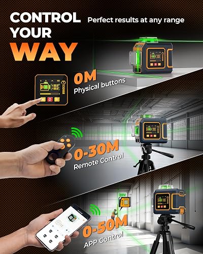 CIGMAN Niveau Laser 360 Autonivelant 3x360°, Laser Vert Chantier avec Grand Écran LCD Latéral, Contrôle APP Bluetooth, Support Magnétique en L, 2 Batteries Li-ion, Laser Niveau - 6