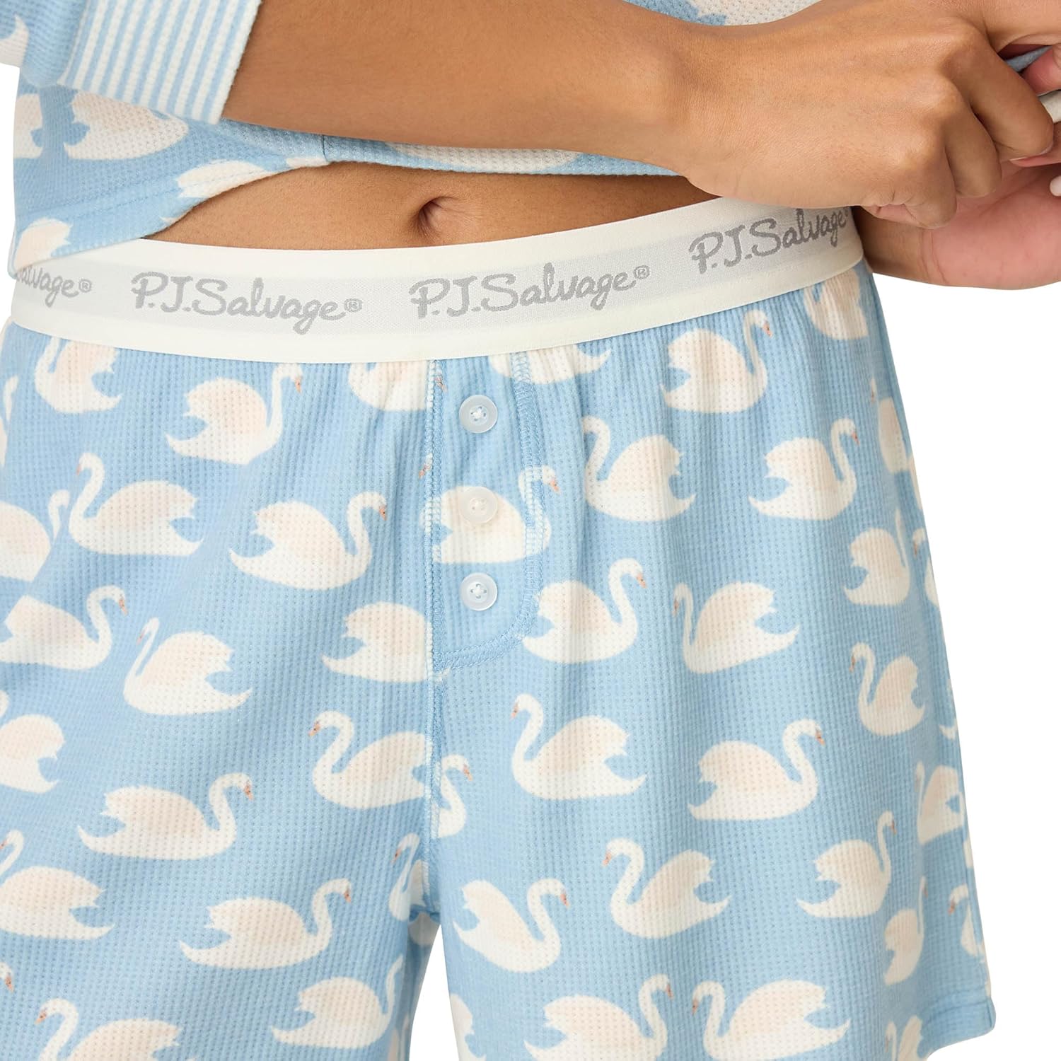 PJ Salvage womens Boyfriend Long-sleeve Top and Boxer Short Bottom 2-piece Pajama Set - Image 5