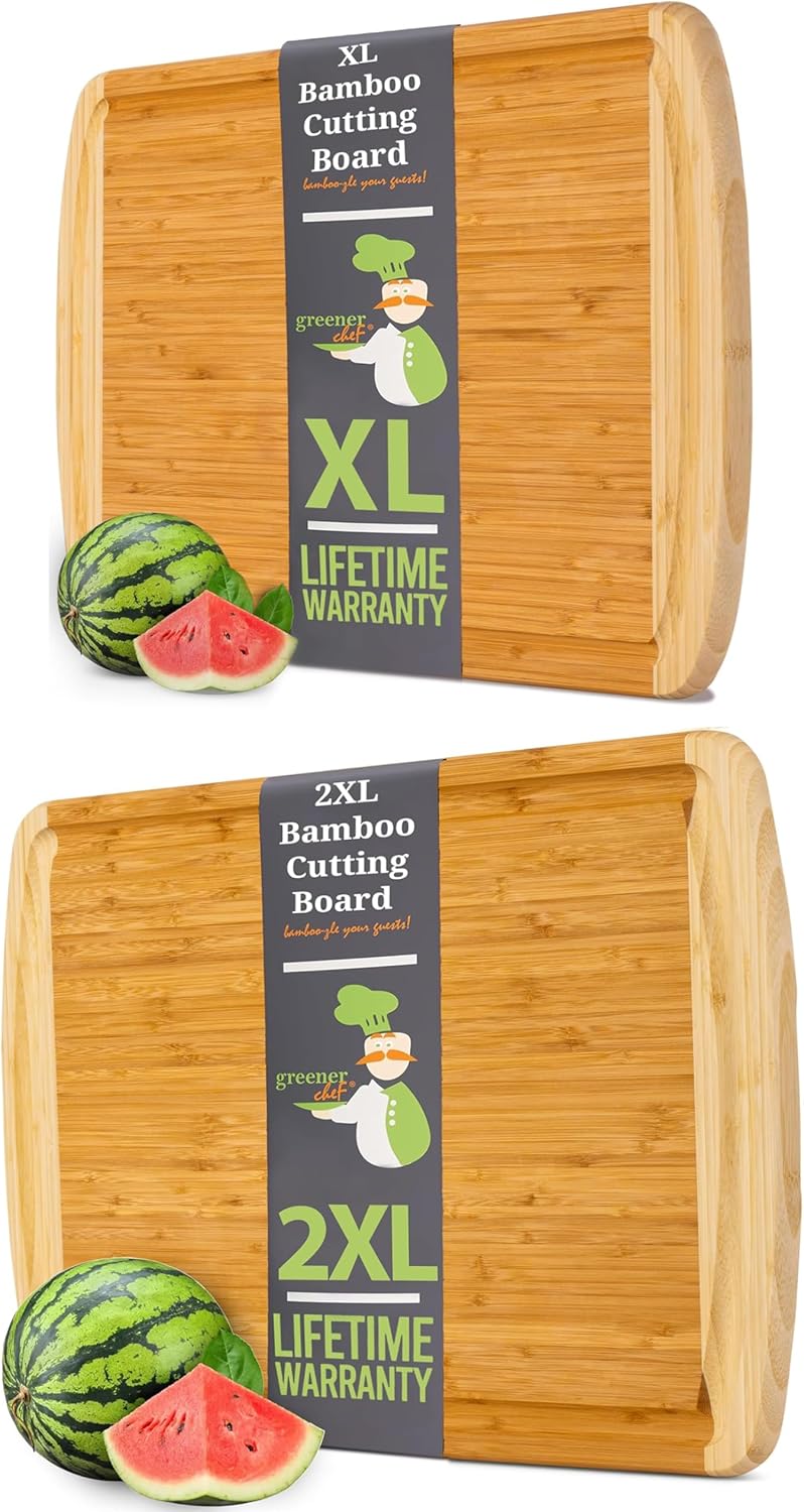 XXL Bamboo Cutting Board and XL Bamboo Cutting Board by Greener Chef