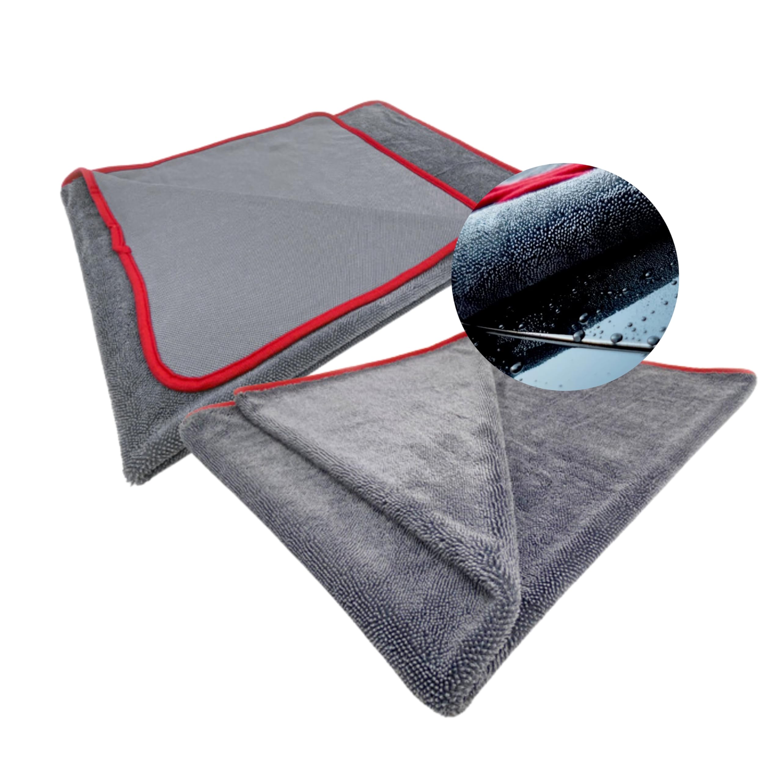 Tek Automotive Paquete de 2 toallas de secado de microfibra de triple torsión, ultra absorbentes, sin arañazos, extra grandes, 90 x 75 cm, toalla de secado de coche para limpieza, detalles y pulido