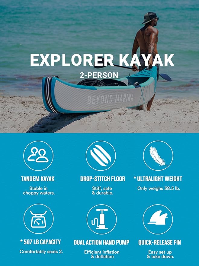 BEYOND MARINA Kayak Inflable 2 Personas Adulto Full Drop Stitch miniatura 3