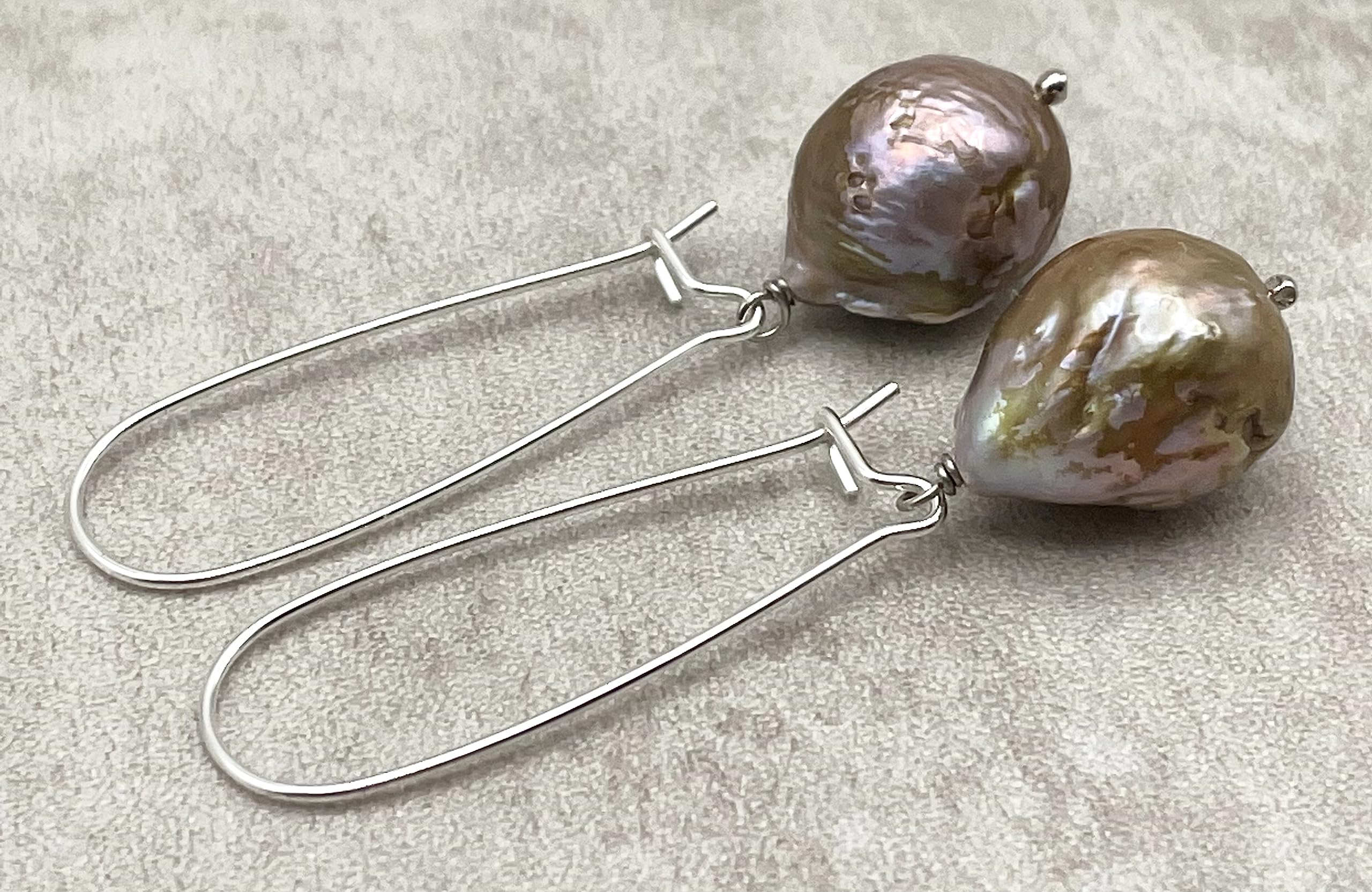 Orecchini con Perle Barocche Naturali, Pendenti in Argento 925, Gioielli Classici, Bijoux Matrimonio, Made in Italy, Regalo per la Mamma