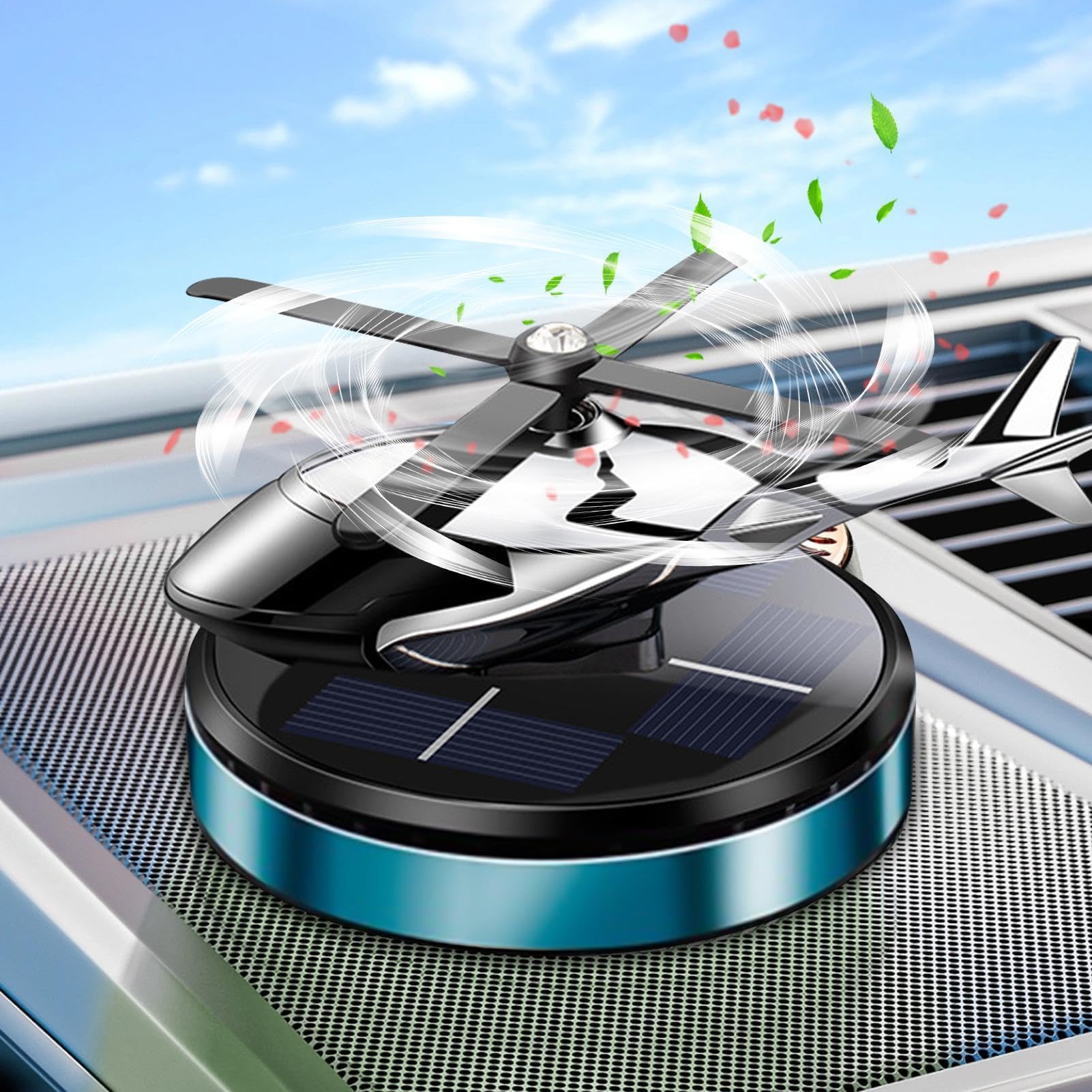 Solarny odświeżacz powietrza do samochodu, helikopter samochodowy, długotrwały zapach samochodowy, obrotowy dyfuzor słoneczny, dyfuzor olejków aromaterapeutycznych, naturalne perfumy samochodowe