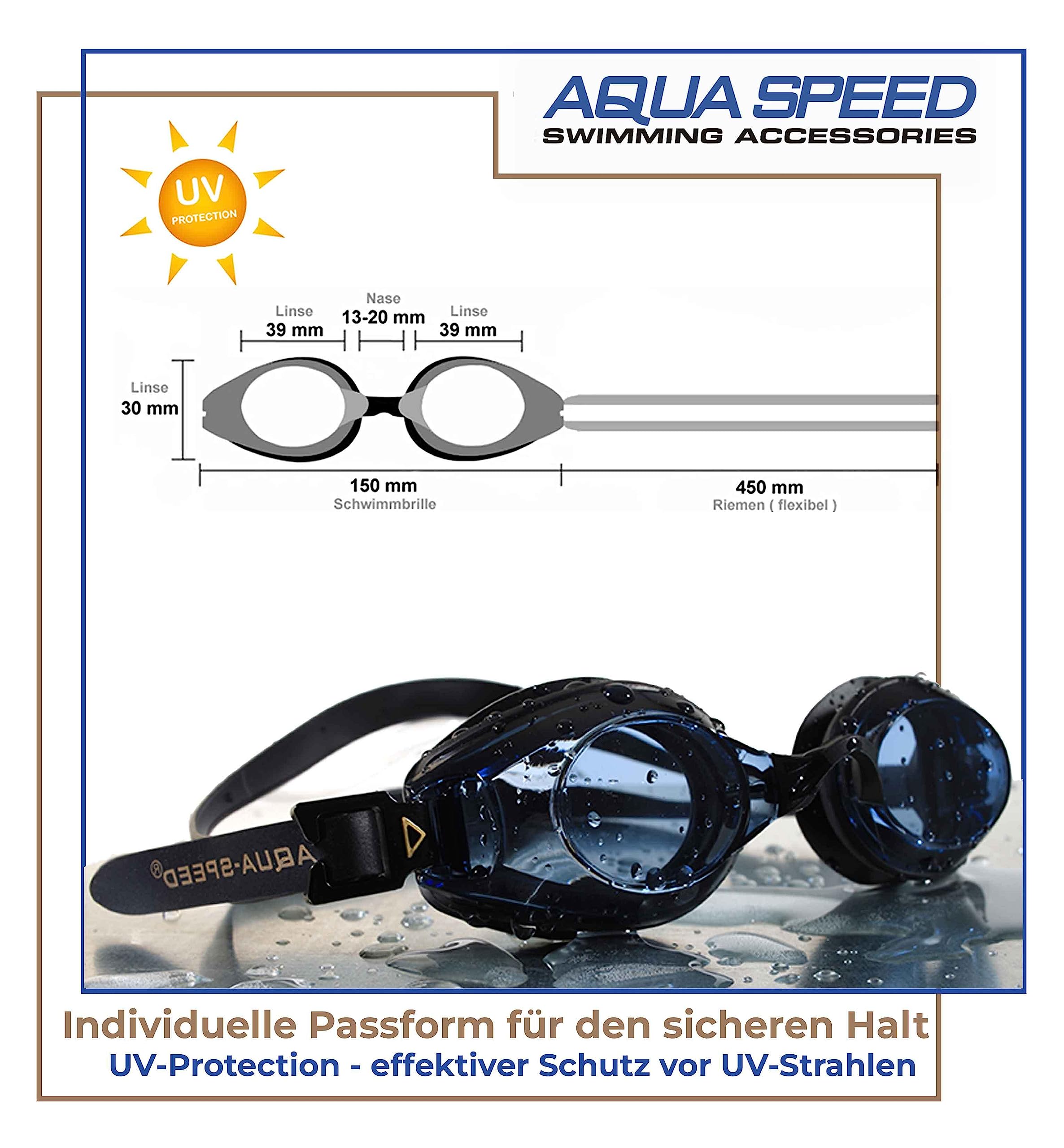 Aqua Speed ® Lumina, Lunettes de Natation avec dioptries de -1,5 à -8,0 / UVA/UVB de 100%