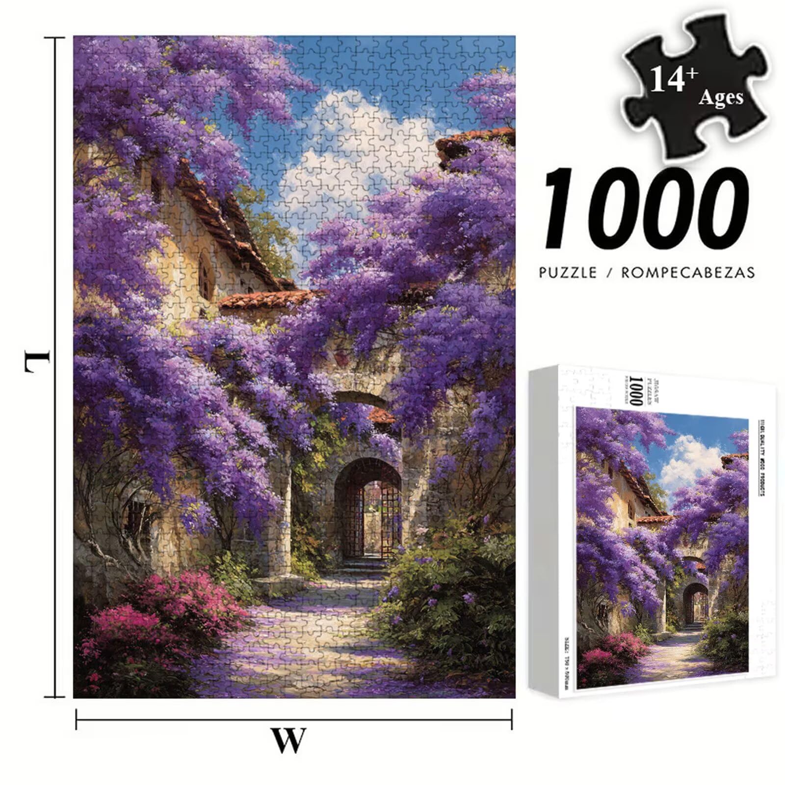 5000 elementów, puzzle dla dorosłych, fioletowe i drzewo, wytrzymałe drewniane puzzle z idealnym dopasowaniem, 181 x 105 cm, łącznie z plakatem, dekoracja ścienna, nie dla dzieci poniżej 14 roku życia