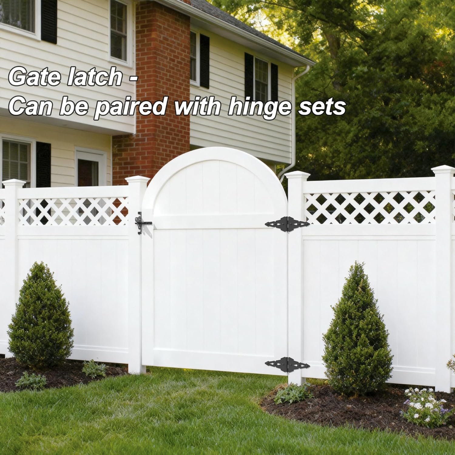 Heavy Duty Self-Locking Post Mount Automatic Gravity Lever Gate Latch for Wooden Fence with Fasteners - Black Finishing Steel Gate Latch to Secure Pool/Yard/Garden