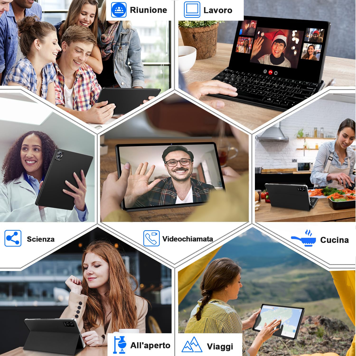 UJJ Newest Tablet Android Tablet 11 Pollici 16GB RAM + 256GB ROM (1TB TF), Octa-Core, 2.0 GHz, 1280 * 800 IPS FHD, 5G WiFi, 8600mAh, Bluetooth 5.0, 8MP+13MP+2MP, Tablet PC con Custodia, Nero - Vista 7