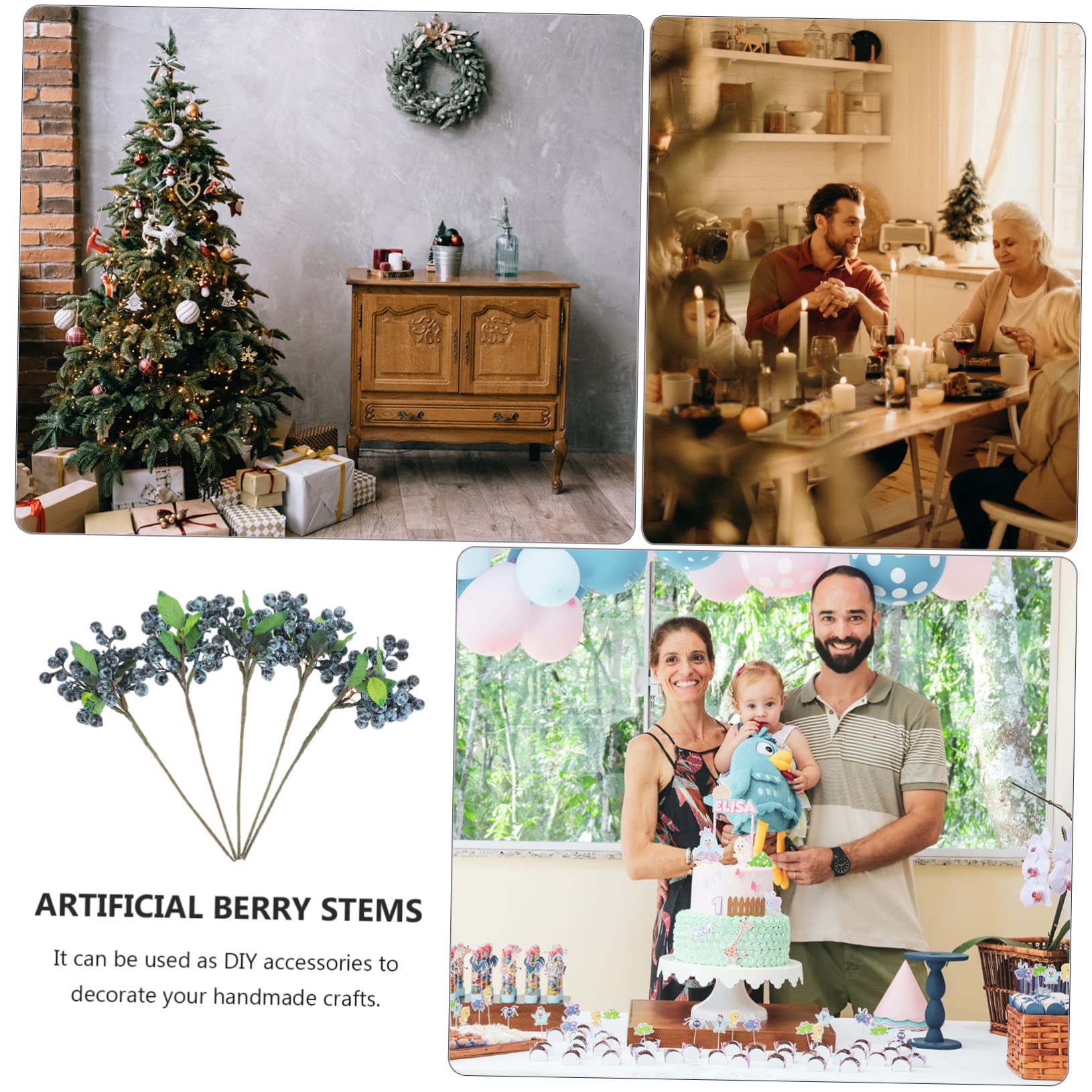 Abaodam 15pezzi Decorazione Natalizia con Pz di Rami di Bacche Artificiale Simulazione di Bacche per Centrotavola e Feste Ottima per Addobbi e Creazioni Fai Te