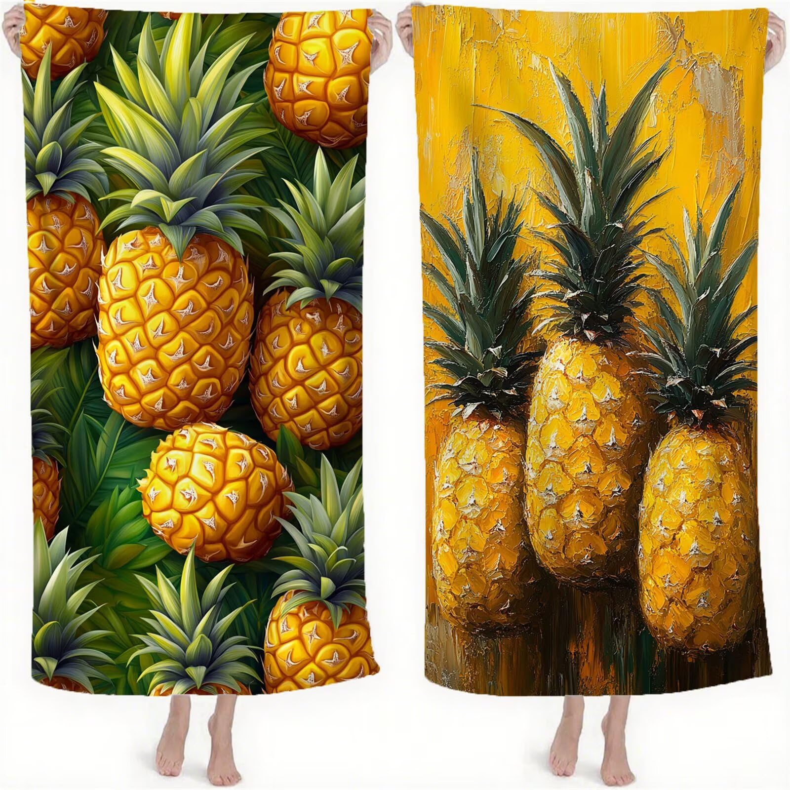 Serviette de Plage XXL 220x100 cm Anti Sable et Séchage Rapide Microfibre Drap de Plage Serviette de Bain Grande Taille Drap de Bain pour Homme Femme Voyages Natation Camping Pique Nique Ananas S-539